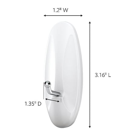 Hook, White, Metal, 1 11/32 in D, PK7 MPN:17068-7ES