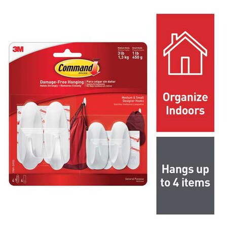 Hook, White, Plastic, 1 1/8 in D, PK4 MPN:17081-2VPES