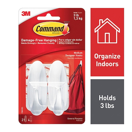 Hook, Molded Plastic, 1-1/8 In, PK2 MPN:17081