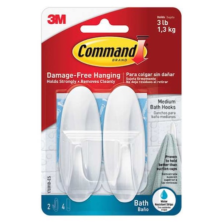 Hook, White, Plastic, 1 1/8 in D, PK2 MPN:17081B-ES
