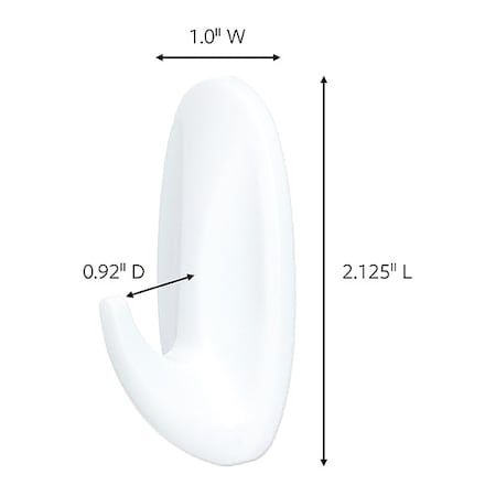 Hook, White, Plastic, 1 in D, PK8 MPN:17082-8ES