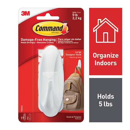 Hook, Molded Plastic, 1-1/2 In MPN:17083