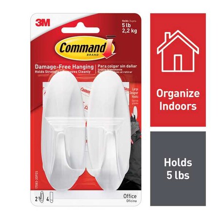 Hook, White, Plastic, 1 1/2 in D, PK2 MPN:17083-OFES