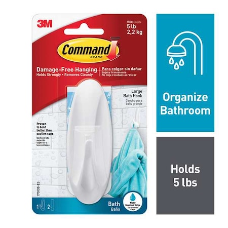 Hook, White, Plastic, 1 1/2 in D MPN:17083B-ES