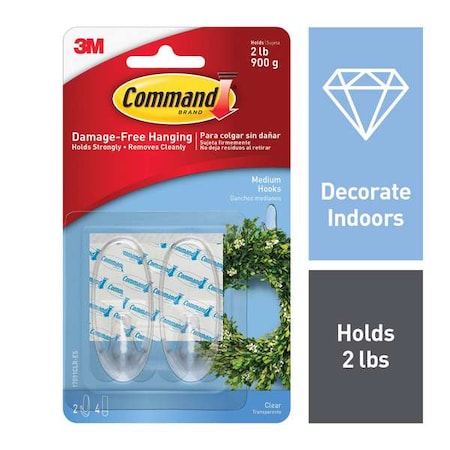 Hook, Clear, Plastic, 1 in D, PK2 MPN:17091CLR-ES