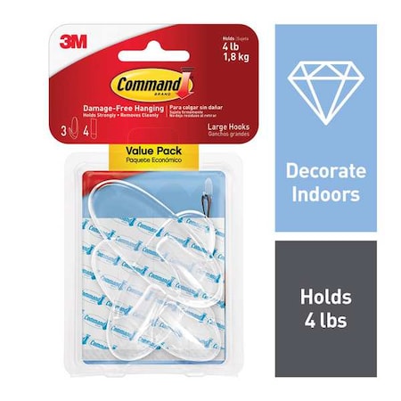 Hook, Clear, Plastic, 1 in D, PK3 MPN:17093CLR-3AES