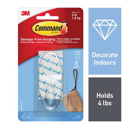 Hook, Clear, Plastic, 1 in D, 3 in H MPN:17093CLR-ES