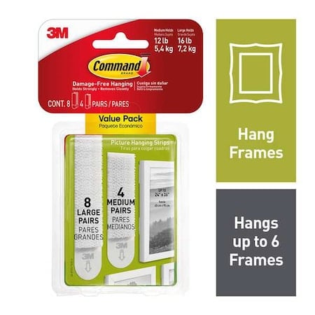 Picture Hanging Strip, White, Foam, PK12 MPN:17209-ES