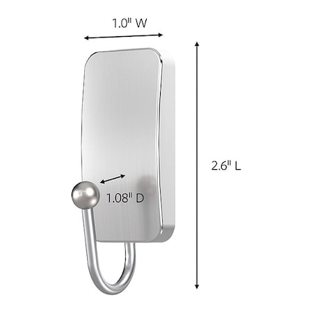 Hook, Gray, Metal, 1 in D, PK2 MPN:BATH33-SN-2ES