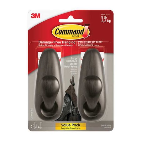 Hook, Bronze, Metal, 1 5/8 in D, PK2 MPN:FC13-ORB-2ES