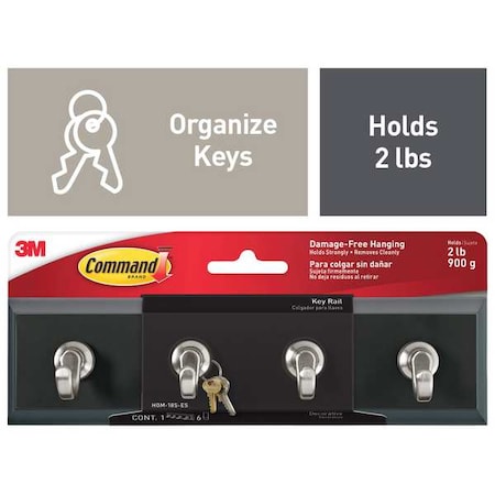 Key Rack, Slate, Plastic, 1 1/2 in D MPN:HOM-18S-ES