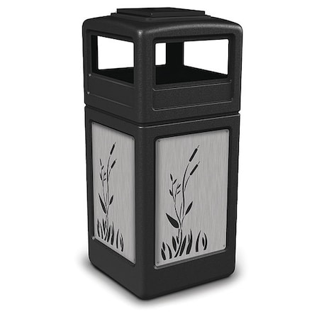 Waste Bin Ashtray Lid SS, Black 42 gal. MPN:733096199