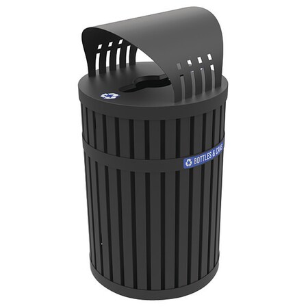 45 gal Recycling Bin, Black, Steel MPN:72840199