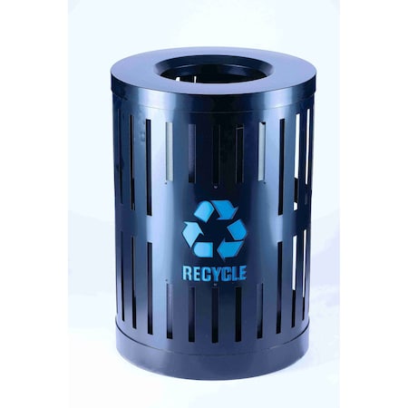 Recycling Container, Open Top Lid, Black, Black, Steel MPN:72884499