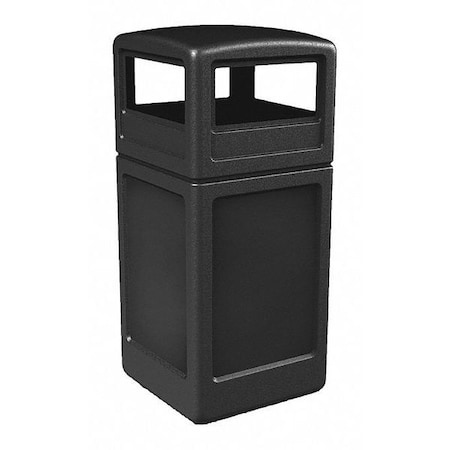 PolyTec™ 42 gal Square Institutional Plastic Can, Black, Dome Lid, Polyethylene, 18.5 in MPN:732901