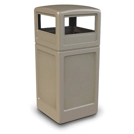 PolyTec Trash Container, 42-Gallon Square, Dome Lid, Beige MPN:73290299