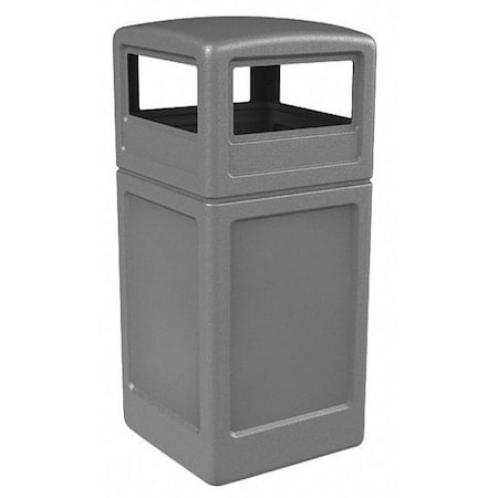 PolyTec Trash Container, 42-Gallon Square, Dome Lid, Gray MPN:73290399