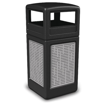 42 gal Square Outdoor Can, Black, Stainless Steel MPN:732906199