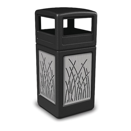 42 gal Square Outdoor Can, Black, Stainless Steel MPN:732916199