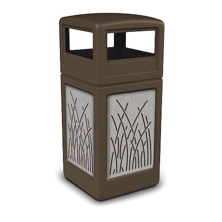 42 gal Square Outdoor Can, Brown, Stainless Steel MPN:732916299