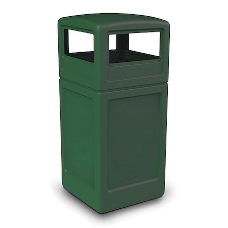 PolyTec Trash Container, 42-Gallon Square, Dome Lid, Green MPN:73295399