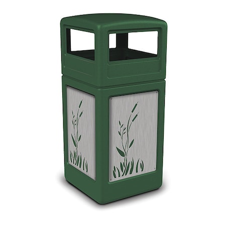 42 gal Square Outdoor Can, Green, Stainless Steel MPN:732996099