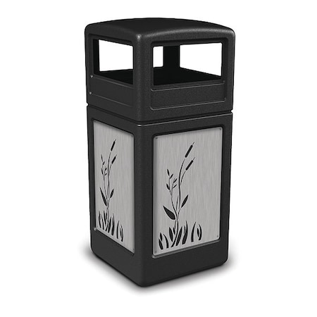 42 gal Square Outdoor Can, Black, Stainless Steel MPN:732996199