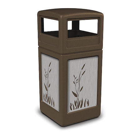 42 gal Square Outdoor Can, Brown, Stainless Steel MPN:732996299