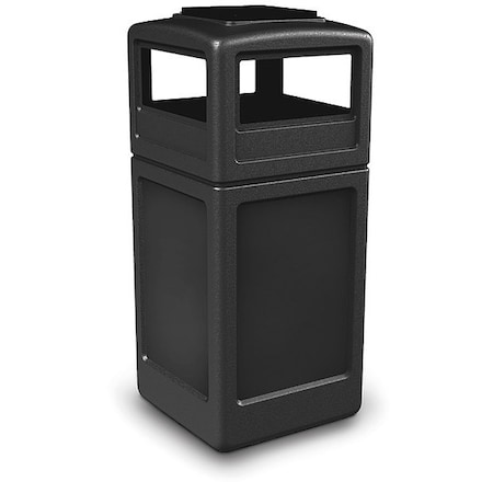 PolyTec™ 42 gal Square Outdoor Can, Black, Dome Lid, Polyethylene, 18.5 in MPN:73300199