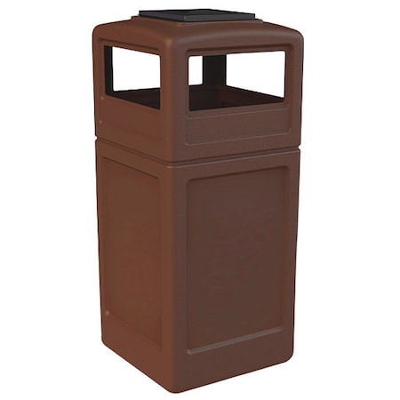 PolyTec Trash Container, 42-Gallon Square, Ashtray Lid, Brown MPN:73303799
