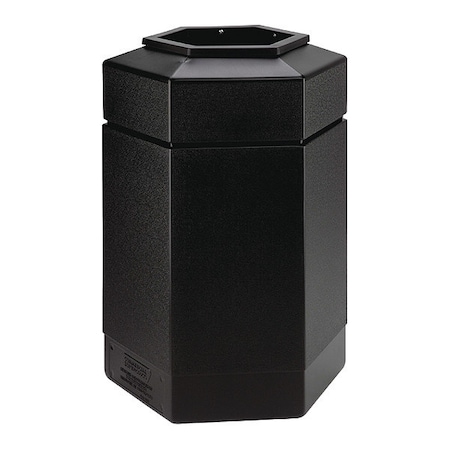 PolyTec™ 30 gal Hexagon Institutional Plastic Can, Black, Open Top, Polyethylene, 20 in MPN:737101