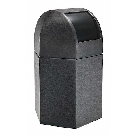 PolyTec™ 45 gal Hexagon Institutional Plastic Can, Black, 25 in MPN:73790199