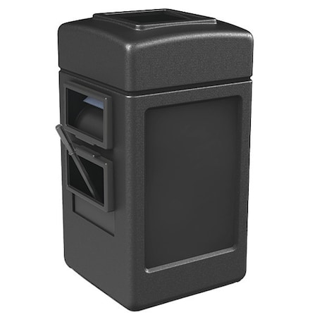 45 gal Square Outdoor Can, Black, Polyethylene, 18 1/2 in MPN:755101