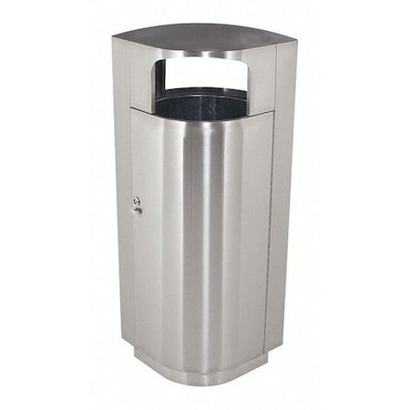 20 gal Round Outdoor Can, Silver, Stainless Steel MPN:782029
