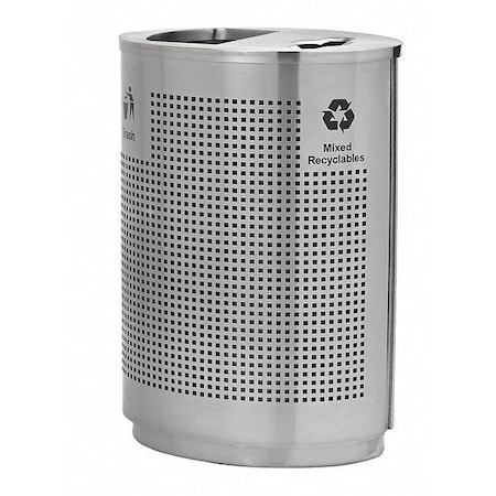 40 gal Recycling Bin, Silver, Stainless Steel MPN:782429