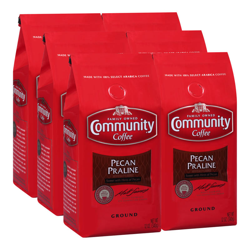 Community Coffee Arabica Ground Coffee, Pecan Praline, 12 Oz Per Bag, Carton Of 6 Bags MPN:3570001908