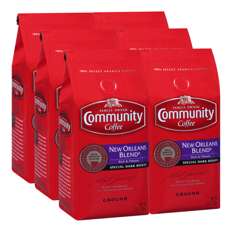 Community Coffee Arabica Ground Coffee, New Orleans Blend, 12 Oz Per Bag, Carton Of 6 Bags MPN:3570001913