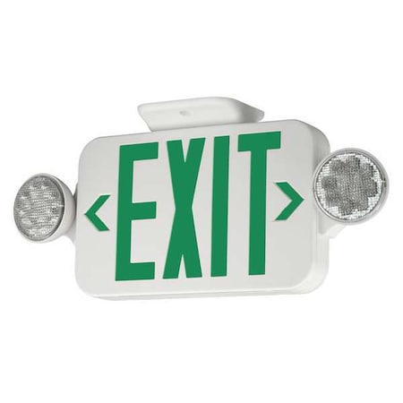Exit Sign with Emergency Lights, White, 1 or 2 Face(s), LED, Universal Mount, Nickel Cadmium MPN:CCG
