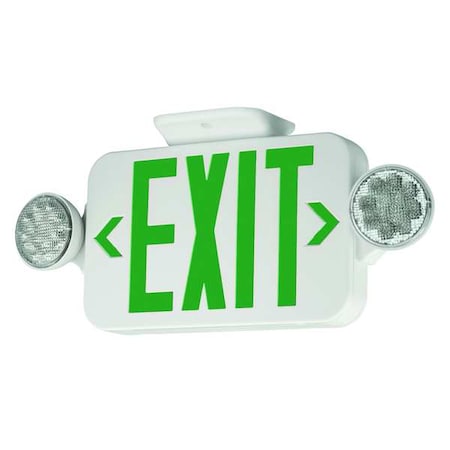 Exit Sign with Emergency Lights, White, 1 or 2 Face(s), LED, Universal Mount, Nickel Cadmium MPN:CCGRC