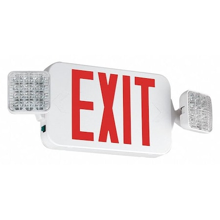 Exit Sign with Emergency Lights, White, 1 or 2 Face(s), LED, Wall/Ceiling Mount, Nickel Cadmium MPN:CCRHOSQ