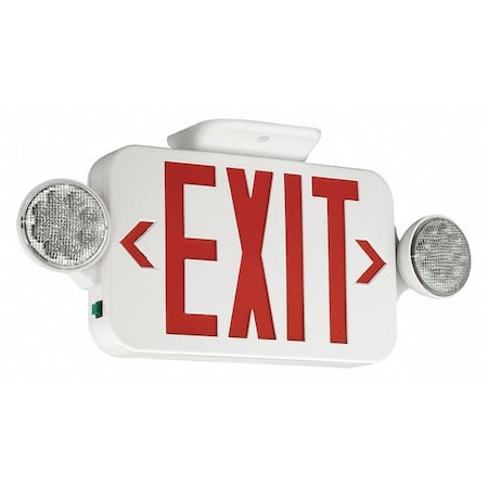 Exit Sign with Emergency Lights, White, 1 or 2 Face(s), LED, Wall/Ceiling Mount, Nickel Cadmium MPN:CCRRCSD