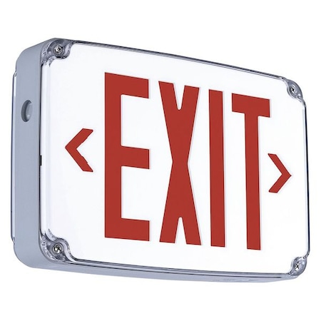 Exit Sign, Silver, 2 Face(s), LED, Universal Mount, Nickel Cadmium MPN:CEWDRE