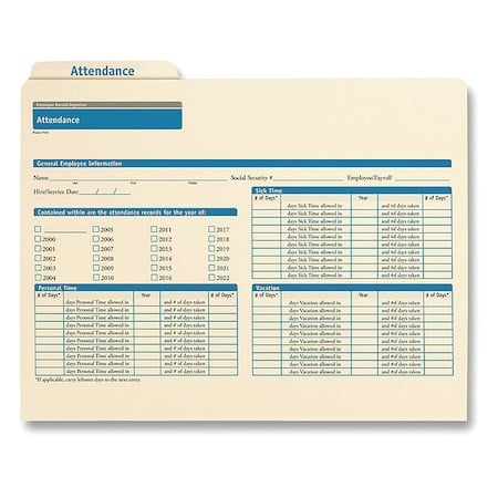 Attendance Folders, PK25 MPN:A0308