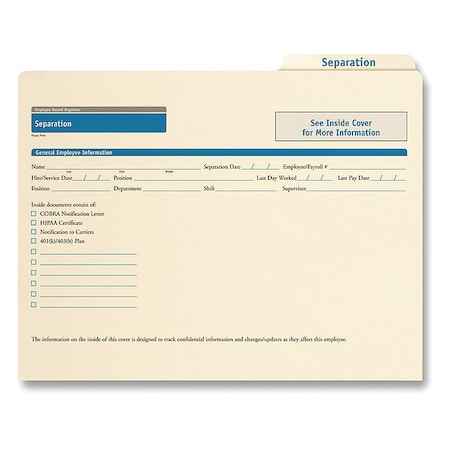 Employee Separation Folder, PK25 MPN:A0313
