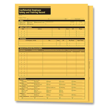Employee Sfty/Trning Record Folder, PK25 MPN:A2210