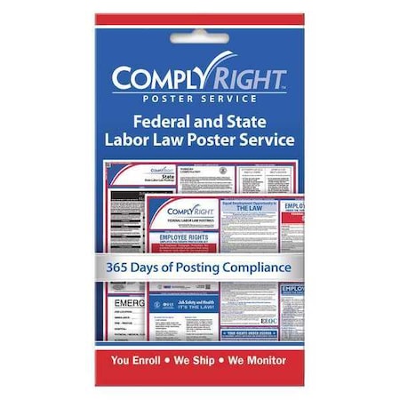 Federal and State Labor Law Poster Service Card, 7 in H x, 4 in W, Paper MPN:CRPS01