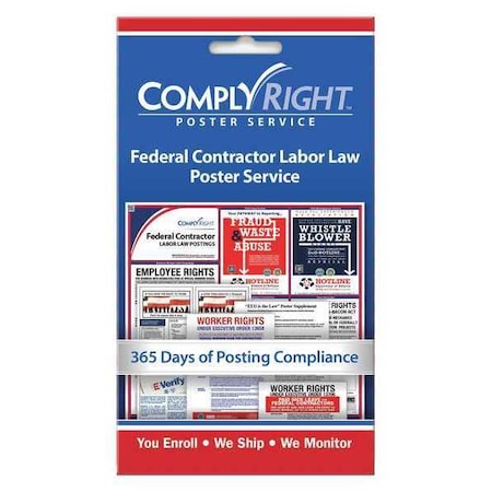 Federal Contractor Labor Law Poster Service Card, 7 in H x, 4 in W, Paper MPN:CRPS03