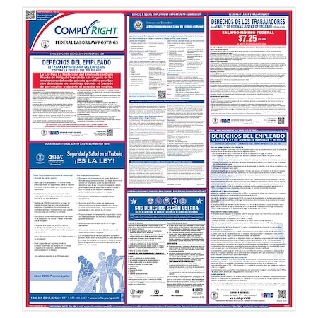 Labor Law Poster, 24 in H x, 32 3/4 in W, Plastic MPN:ERFEDS