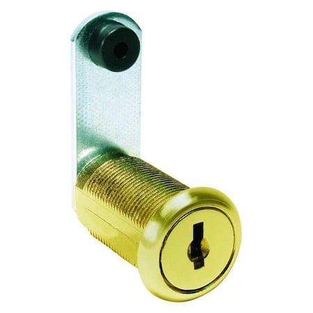 Disc Tumbler Keyed Cam Lock, Bright Brass, 7/8 in For Door Thickness, 2 Number of Keys MPN:C8053-C642A-3