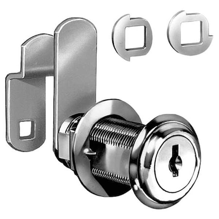 Disc Tumbler Keyed Cam Lock, Bright Nickel, 1 7/16 in For Door Thickness, 2 Number of Keys MPN:C8060-C413A-14A
